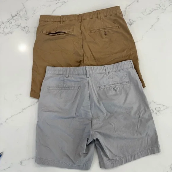 Lot of 2 Daniel Cremiuex Comfort Stretch Chino Shorts Mens 33 Beige Gray Cotton - Picture 2 of 12